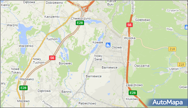 mapa Nowy Świat gmina Żukowo, Nowy Świat gmina Żukowo na mapie Targeo