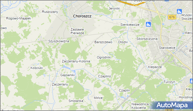 mapa Ogrodniki gmina Choroszcz, Ogrodniki gmina Choroszcz na mapie Targeo