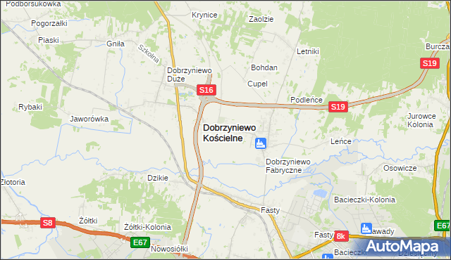 mapa Ogrodniki gmina Dobrzyniewo Duże, Ogrodniki gmina Dobrzyniewo Duże na mapie Targeo