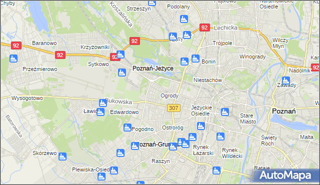 mapa Ogrody gmina Poznań, Ogrody gmina Poznań na mapie Targeo