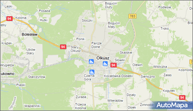 mapa Olkusz, Olkusz na mapie Targeo