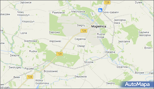 mapa Otaląż gmina Mogielnica, Otaląż gmina Mogielnica na mapie Targeo