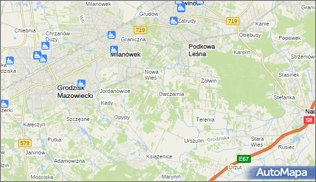 mapa Owczarnia gmina Brwinów, Owczarnia gmina Brwinów na mapie Targeo