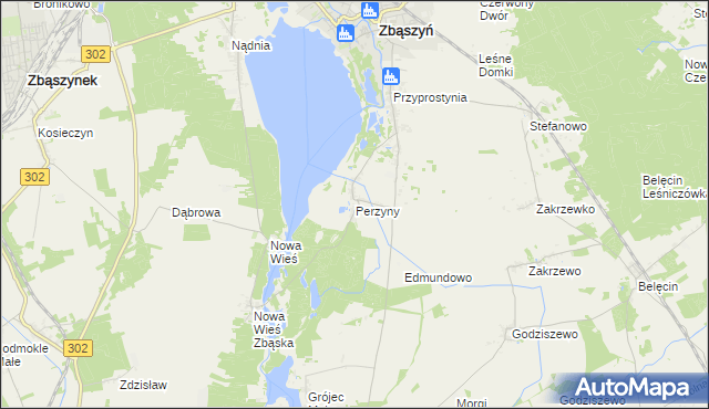 mapa Perzyny gmina Zbąszyń, Perzyny gmina Zbąszyń na mapie Targeo