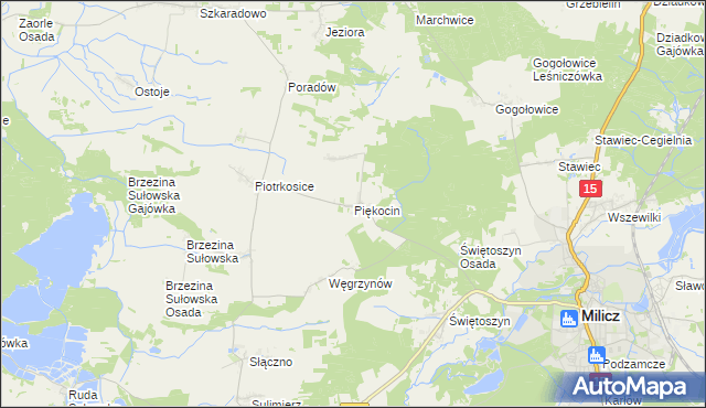 mapa Piękocin, Piękocin na mapie Targeo