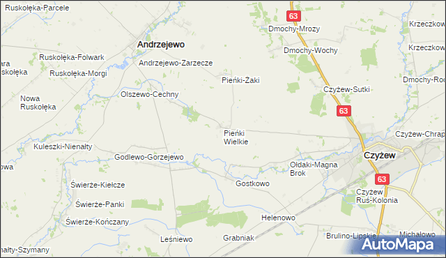 mapa Pieńki Wielkie, Pieńki Wielkie na mapie Targeo