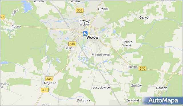 mapa Piotroniowice, Piotroniowice na mapie Targeo