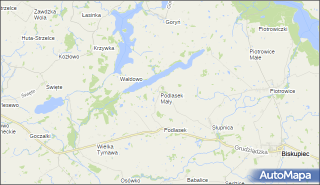 mapa Podlasek Mały, Podlasek Mały na mapie Targeo