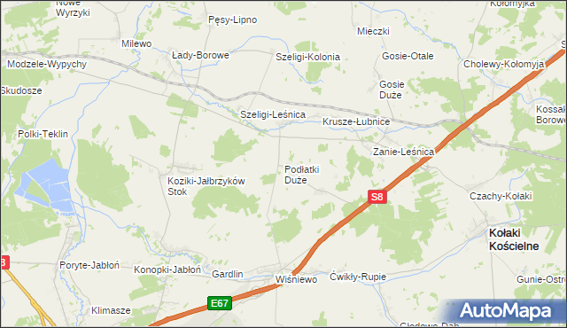 mapa Podłatki Duże, Podłatki Duże na mapie Targeo