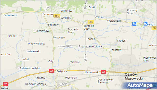 mapa Pogroszew-Kolonia, Pogroszew-Kolonia na mapie Targeo