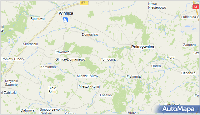 mapa Pomocnia gmina Pokrzywnica, Pomocnia gmina Pokrzywnica na mapie Targeo