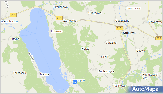 mapa Porąb gmina Krokowa, Porąb gmina Krokowa na mapie Targeo