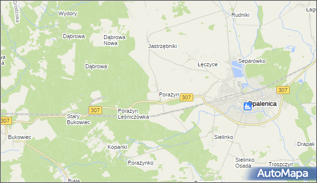 mapa Porażyn, Porażyn na mapie Targeo