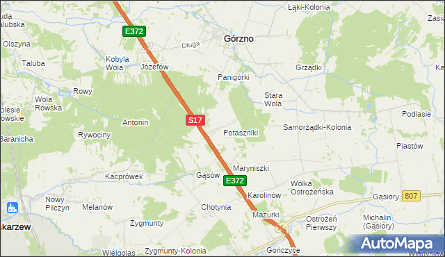 mapa Potaszniki, Potaszniki na mapie Targeo