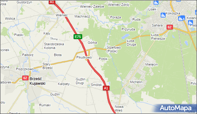 mapa Potok gmina Włocławek, Potok gmina Włocławek na mapie Targeo