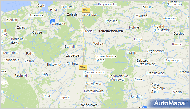 mapa Poznachowice Górne, Poznachowice Górne na mapie Targeo