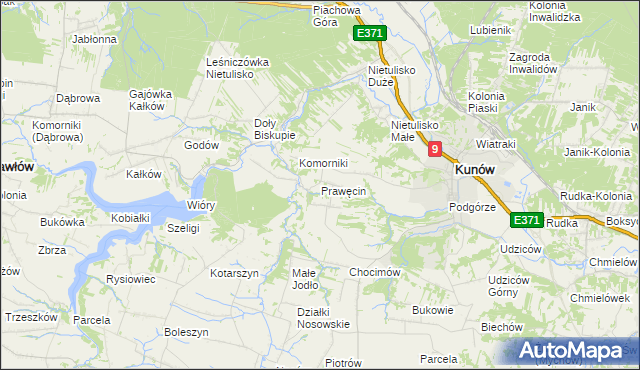 mapa Prawęcin, Prawęcin na mapie Targeo