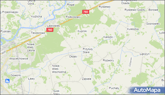 mapa Przytuły Stare, Przytuły Stare na mapie Targeo