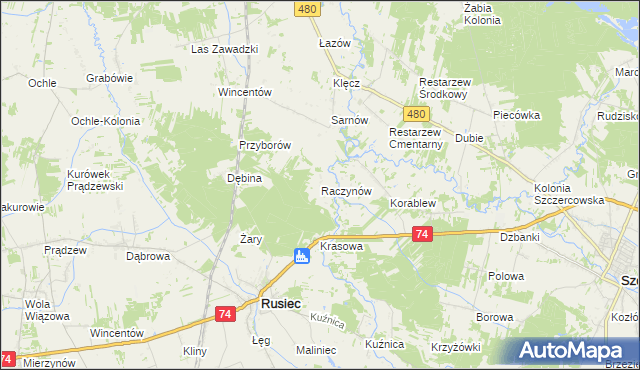 mapa Raczynów, Raczynów na mapie Targeo