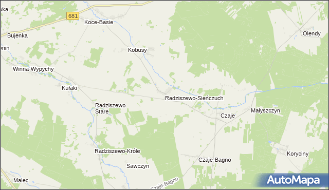 mapa Radziszewo-Sieńczuch, Radziszewo-Sieńczuch na mapie Targeo