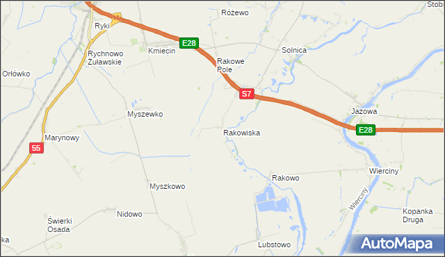 mapa Rakowiska gmina Nowy Dwór Gdański, Rakowiska gmina Nowy Dwór Gdański na mapie Targeo