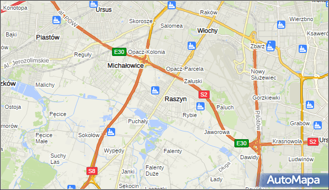 mapa Raszyn powiat pruszkowski, Raszyn powiat pruszkowski na mapie Targeo