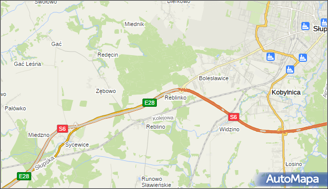 mapa Reblinko, Reblinko na mapie Targeo