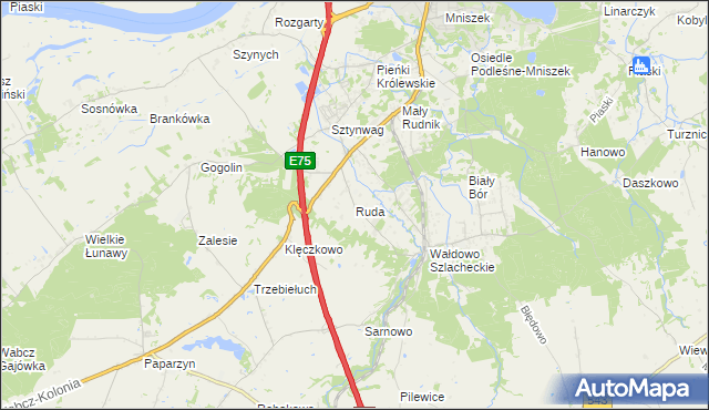 mapa Ruda gmina Grudziądz, Ruda gmina Grudziądz na mapie Targeo