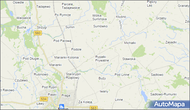 mapa Rypałki Prywatne, Rypałki Prywatne na mapie Targeo