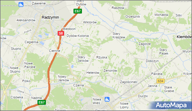 mapa Rżyska, Rżyska na mapie Targeo