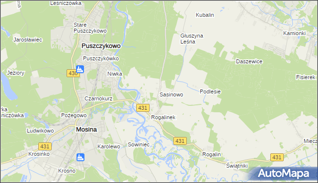 mapa Sasinowo, Sasinowo na mapie Targeo