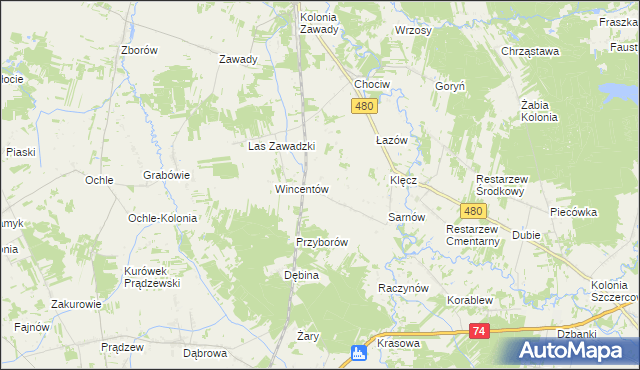 mapa Sewerynów gmina Widawa, Sewerynów gmina Widawa na mapie Targeo