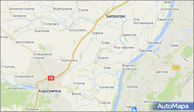 mapa Skotniki gmina Samborzec, Skotniki gmina Samborzec na mapie Targeo