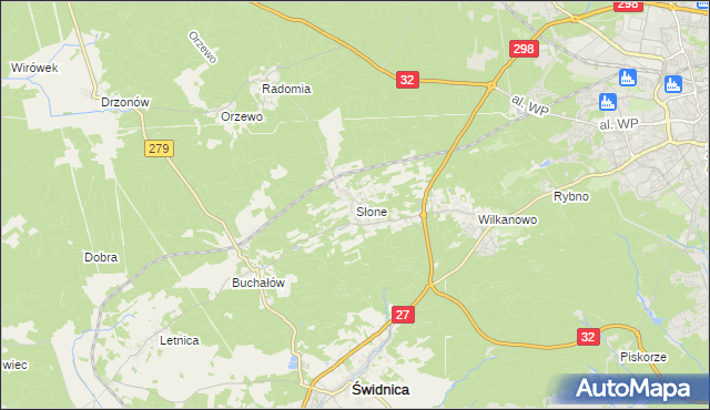 mapa Słone gmina Świdnica, Słone gmina Świdnica na mapie Targeo