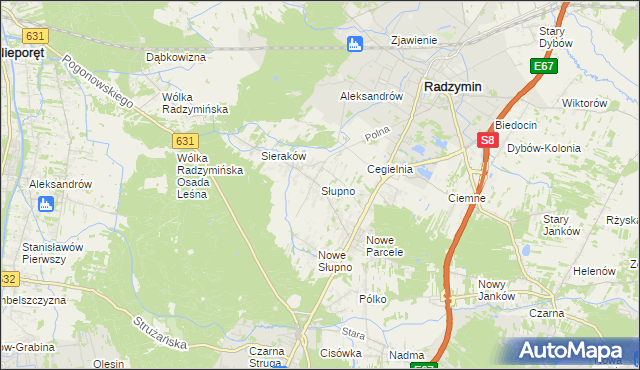 mapa Słupno gmina Radzymin, Słupno gmina Radzymin na mapie Targeo