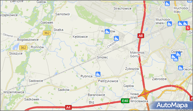 mapa Smolec, Smolec na mapie Targeo