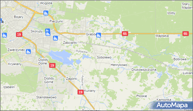 mapa Sobolewo gmina Supraśl, Sobolewo gmina Supraśl na mapie Targeo