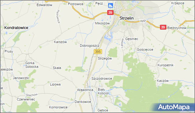 mapa Strzegów gmina Strzelin, Strzegów gmina Strzelin na mapie Targeo