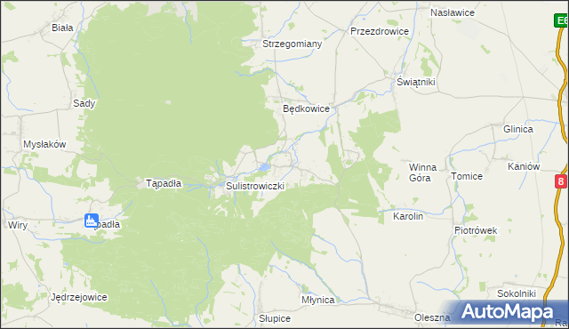 mapa Sulistrowice gmina Sobótka, Sulistrowice gmina Sobótka na mapie Targeo