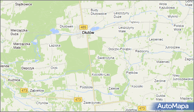 mapa Świerczyna gmina Dłutów, Świerczyna gmina Dłutów na mapie Targeo