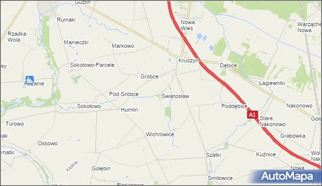 mapa Świętosław gmina Włocławek, Świętosław gmina Włocławek na mapie Targeo