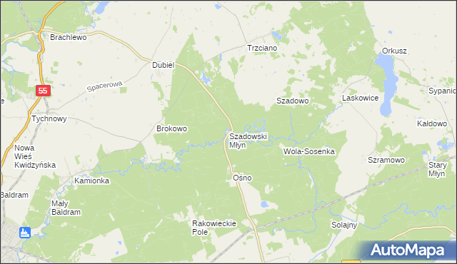 mapa Szadowski Młyn, Szadowski Młyn na mapie Targeo