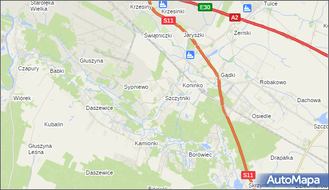 mapa Szczytniki gmina Kórnik, Szczytniki gmina Kórnik na mapie Targeo