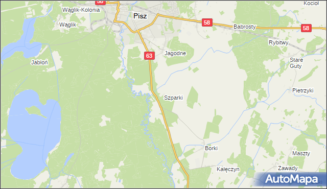 mapa Szparki, Szparki na mapie Targeo