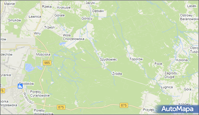 mapa Szydłowiec gmina Mielec, Szydłowiec gmina Mielec na mapie Targeo