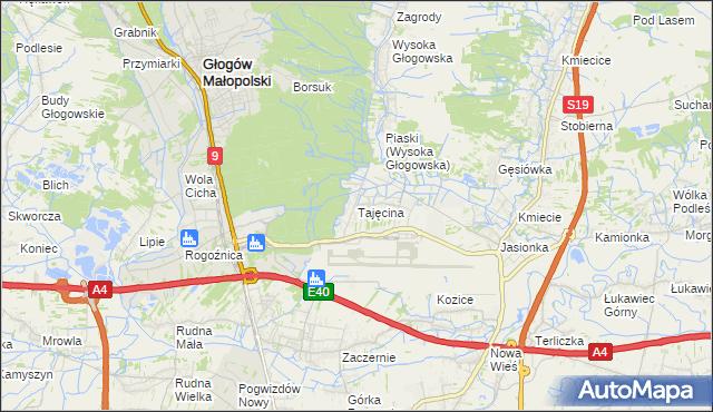 mapa Tajęcina, Tajęcina na mapie Targeo