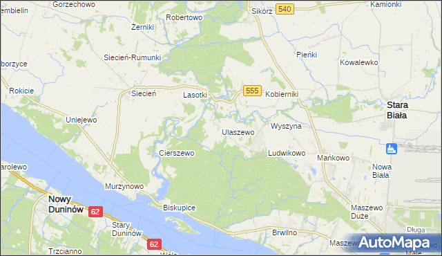 mapa Ulaszewo, Ulaszewo na mapie Targeo