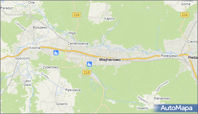 mapa Wejherowo, Wejherowo na mapie Targeo