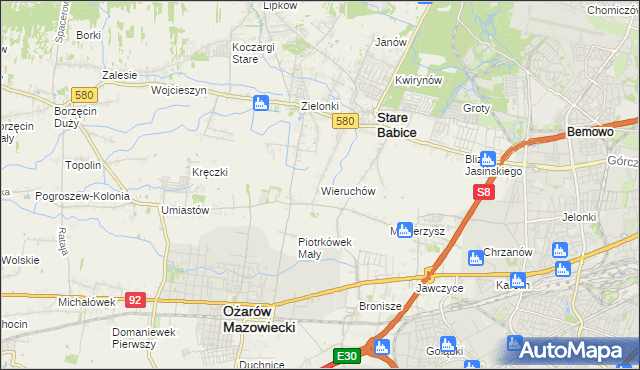 mapa Wieruchów, Wieruchów na mapie Targeo