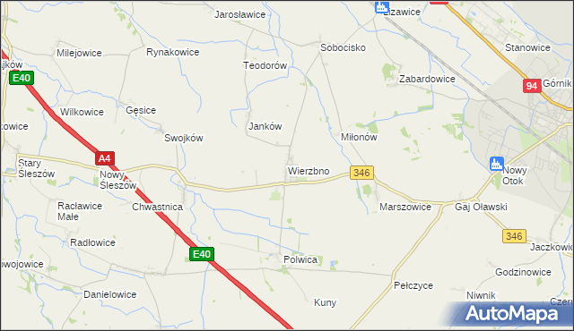 mapa Wierzbno gmina Domaniów, Wierzbno gmina Domaniów na mapie Targeo